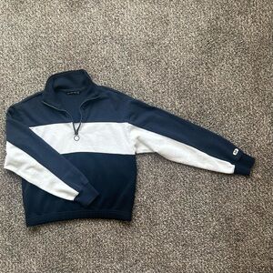 Abercrombie & Fitch Cropped Quarter Zip Sweatshirt XS Navy White